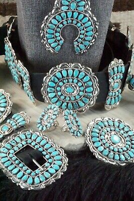 Turquoise & Sterling Silver Squash Blossom Set - Victor Begay