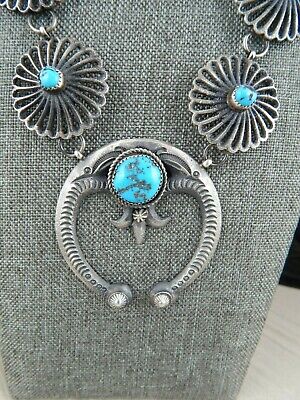 Turquoise & Sterling Silver Necklace and Earrings Navajo Eva and Linberg Billah - High Lonesome Trading