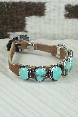 7 Stone Turquoise, Sterling Silver and Leather Bracelet - Jimmy Emerson - High Lonesome Trading