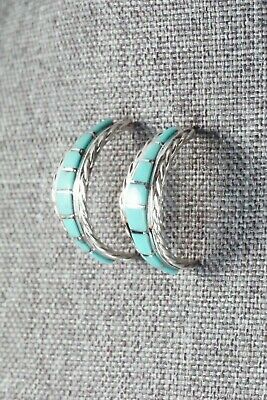 Turquoise & Sterling Silver Earrings - Malcom Chavez - High Lonesome Trading