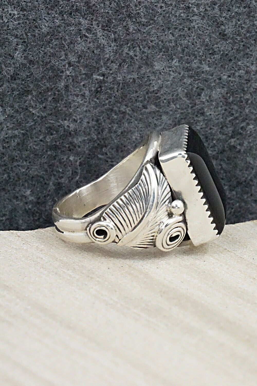 Onyx & Sterling Silver Ring - Darrell Morgan - Size 10