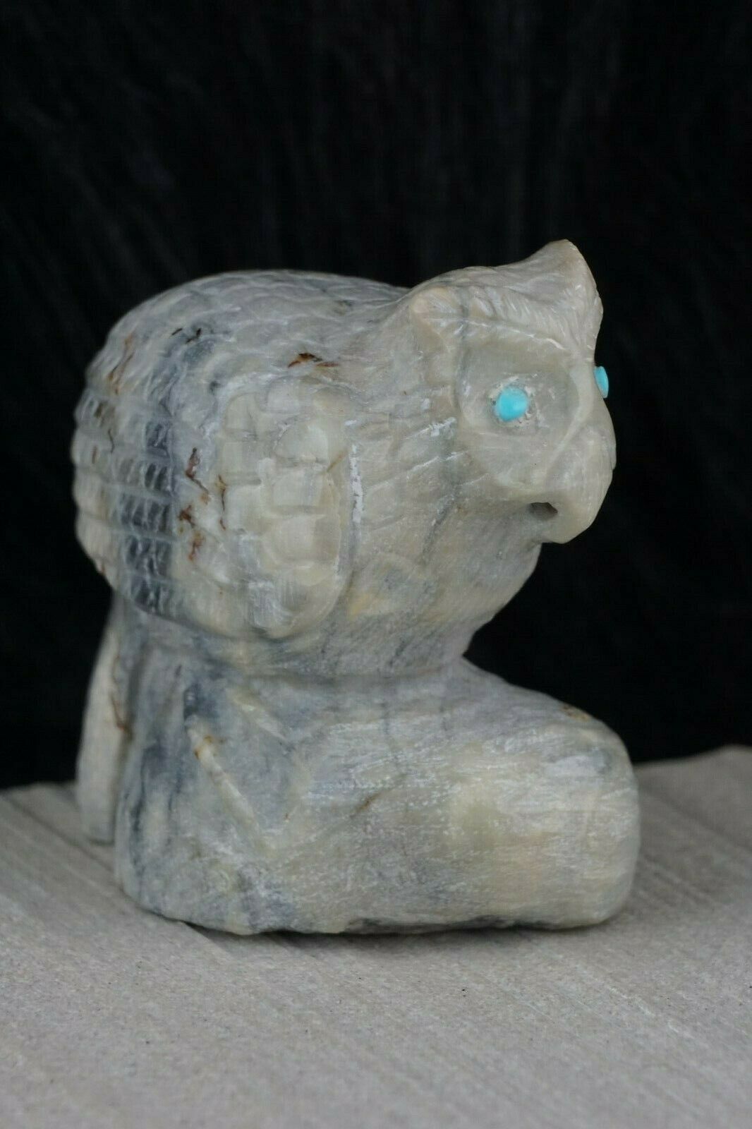 Owl Zuni Fetish Carving - Derrick Kaamasee - High Lonesome Trading