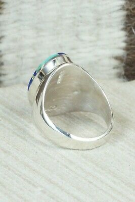 Turquoise & Sterling Silver Inlay Ring - Wilbert Gray - Size 10