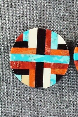 Multi Stone Inlay & Sterling Silver Earrings - Chaslyn Crespin