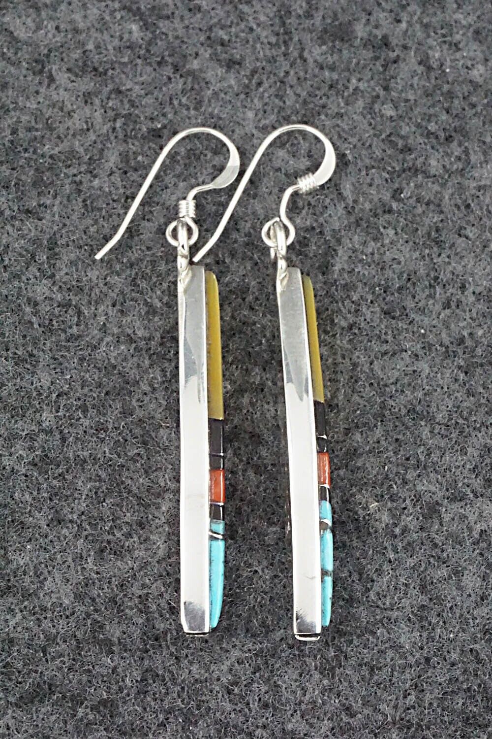 Multi Stone & Sterling Silver Inlay Earrings - Cleo Kallestewa