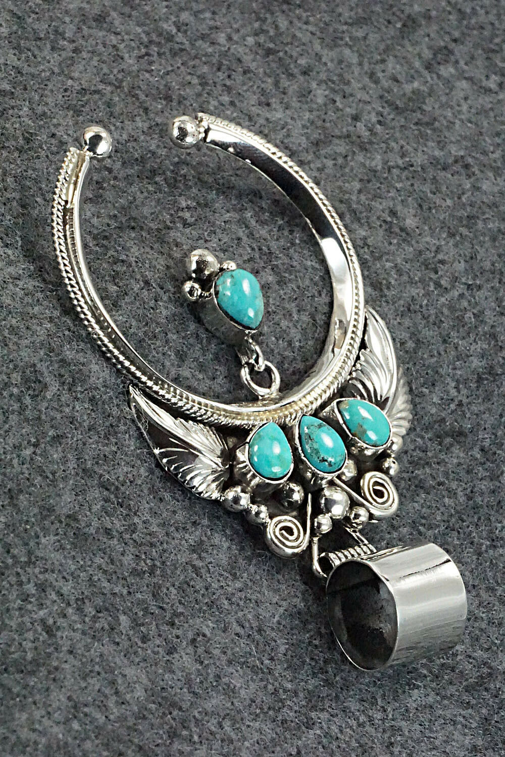 Turquoise and Sterling Silver Naja Pendant - Vernon Johnson