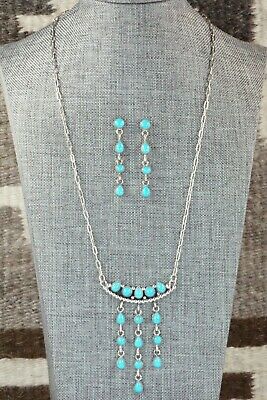 Turquoise & Sterling Silver Necklace and Earrings - JH Etsitty