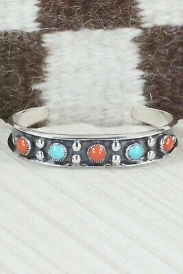 Turquoise, Coral & Sterling Silver Bracelet - Paul Largo