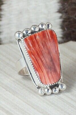 Spiny Oyster & Sterling Silver Ring - Delbert Arviso - 8