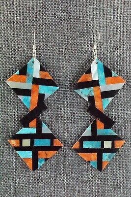 Multi Stone Inlay & Sterling Silver Earrings - Chaslyn Crespin