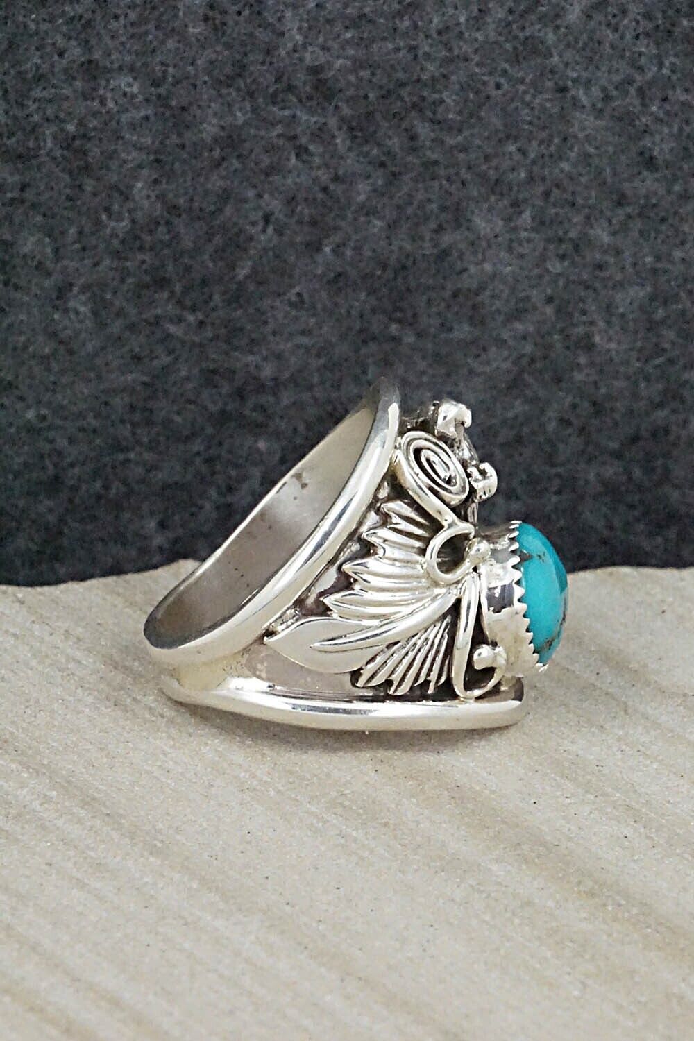 Turquoise & Sterling Silver Ring - Jeannette Saunders - Size 11.75