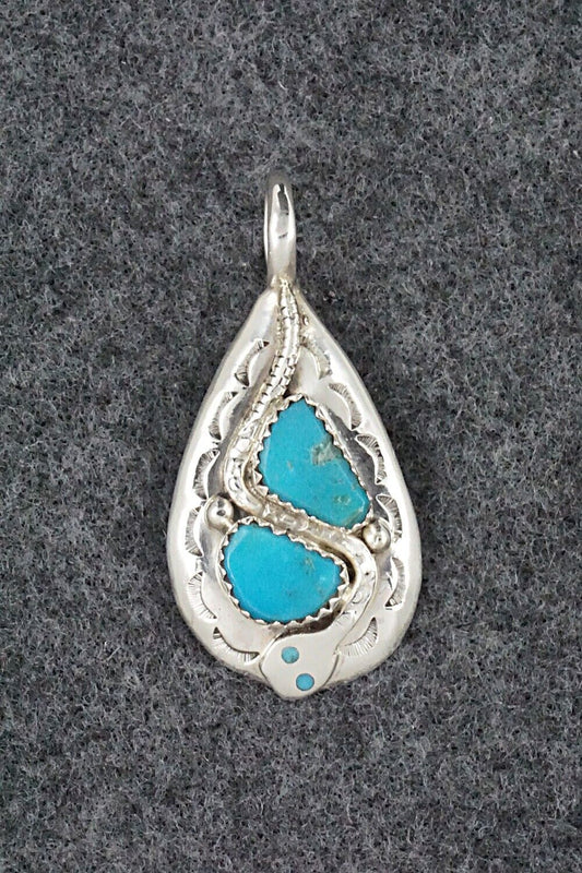 Turquoise and Sterling Silver Pendant - Joy Calavaza