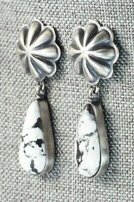 White Buffalo & Sterling Silver Earrings - Lyle Piaso