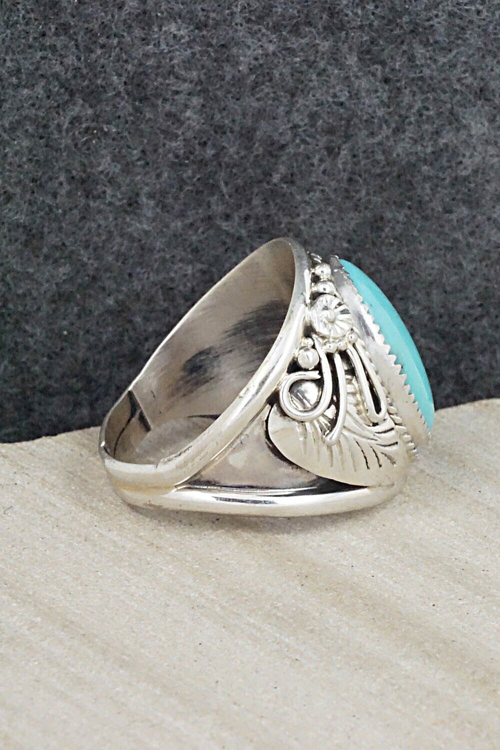 Turquoise & Sterling Silver Ring - Leonard Spencer - Size 11.75