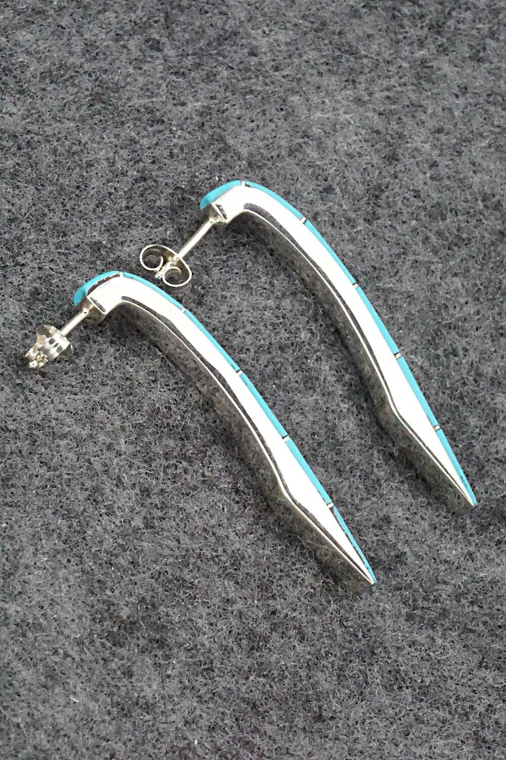 Turquoise & Sterling Silver Inlay Earrings - Verna Kanesta