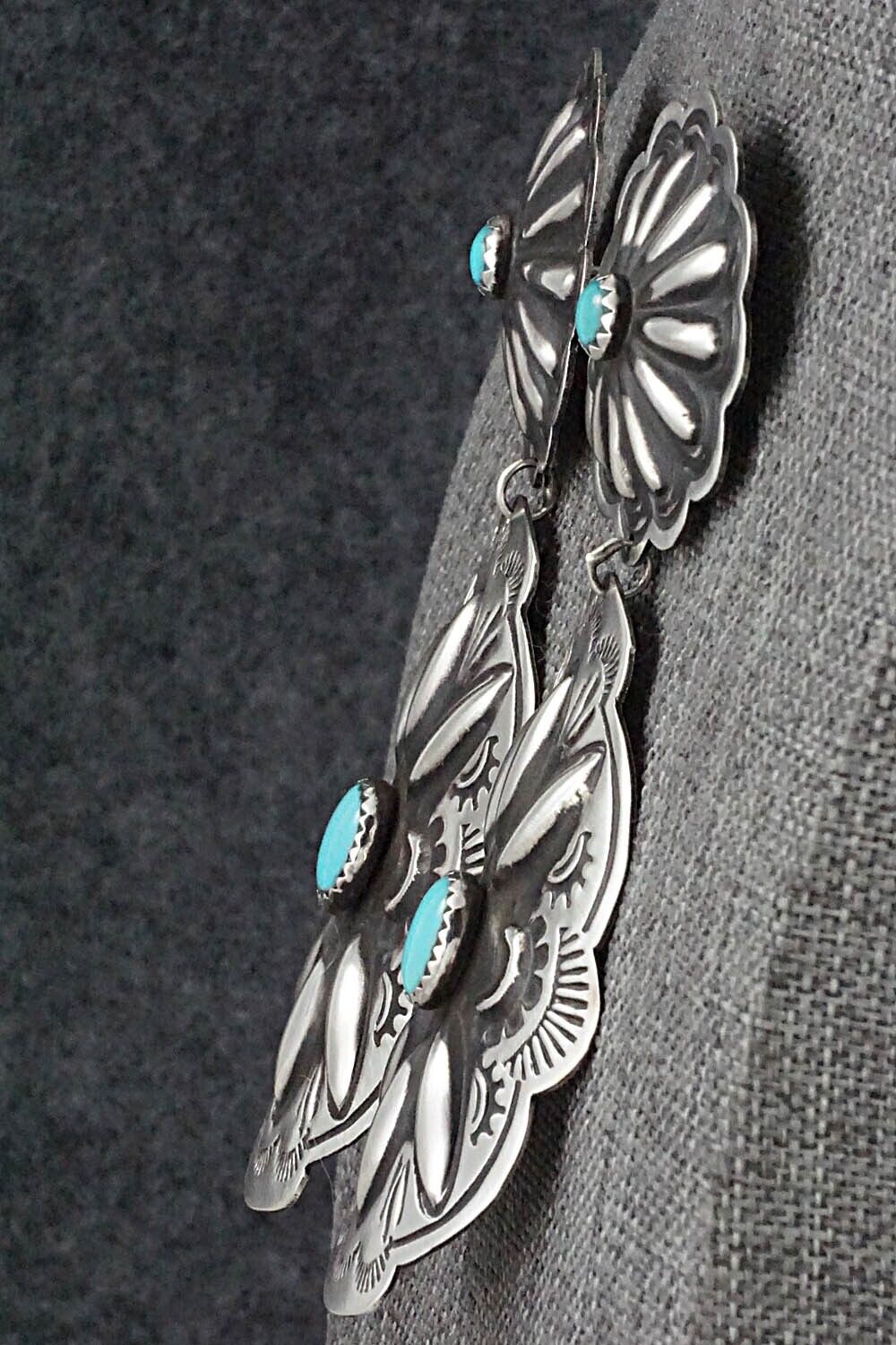 Turquoise & Sterling Silver Earrings - Leander Tahe