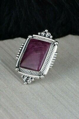 Navajo Spiny Oyster and Sterling Silver Ring - Samuel Yellowhair - Size 5.75 - High Lonesome Trading