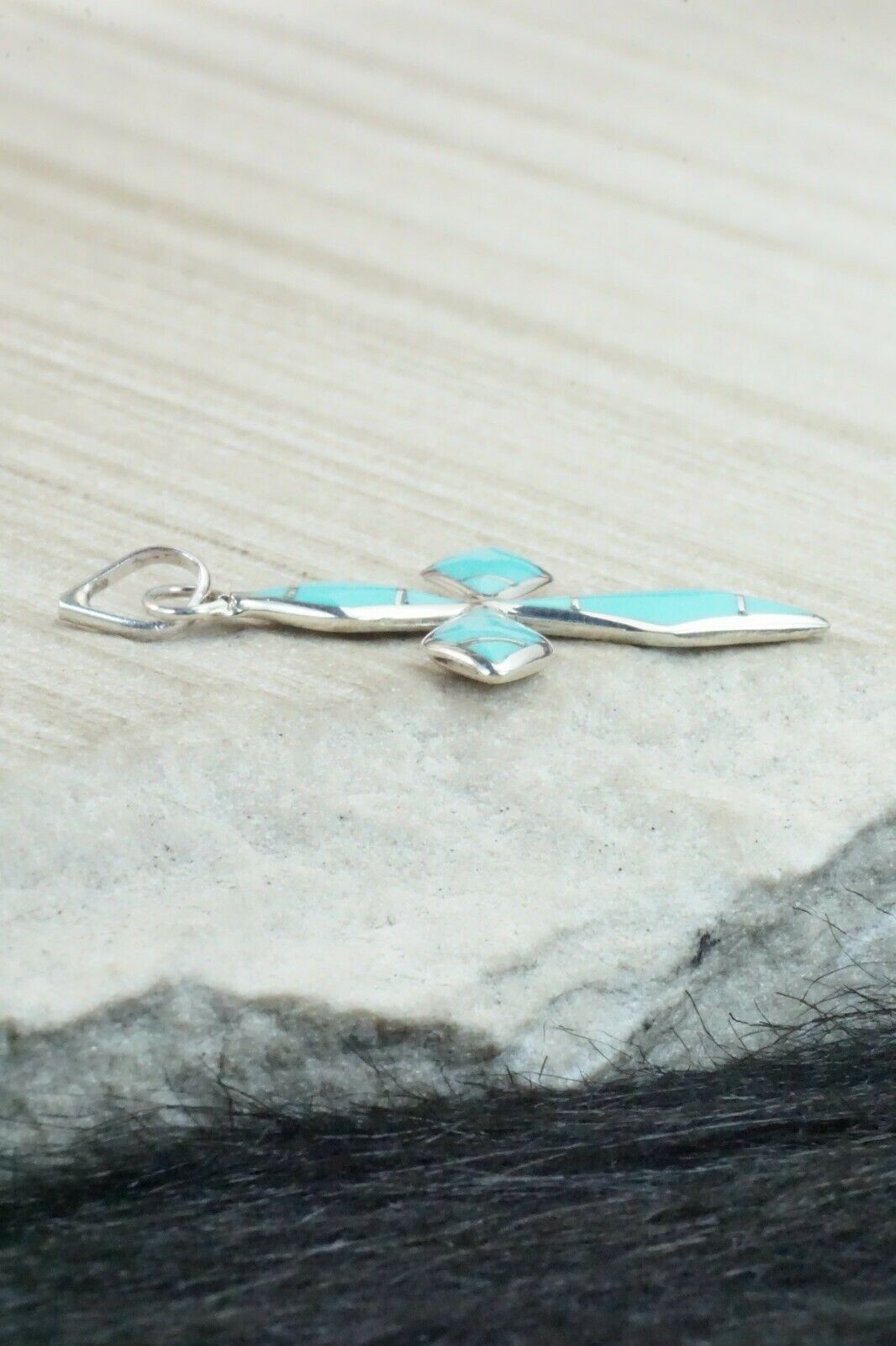 Turquoise & Sterling Silver Pendant - James Kee