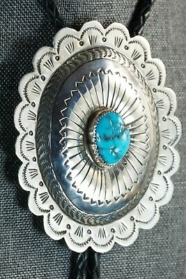 Navajo Turquoise & Sterling Silver Bolo Tie - Carson Blackgoat