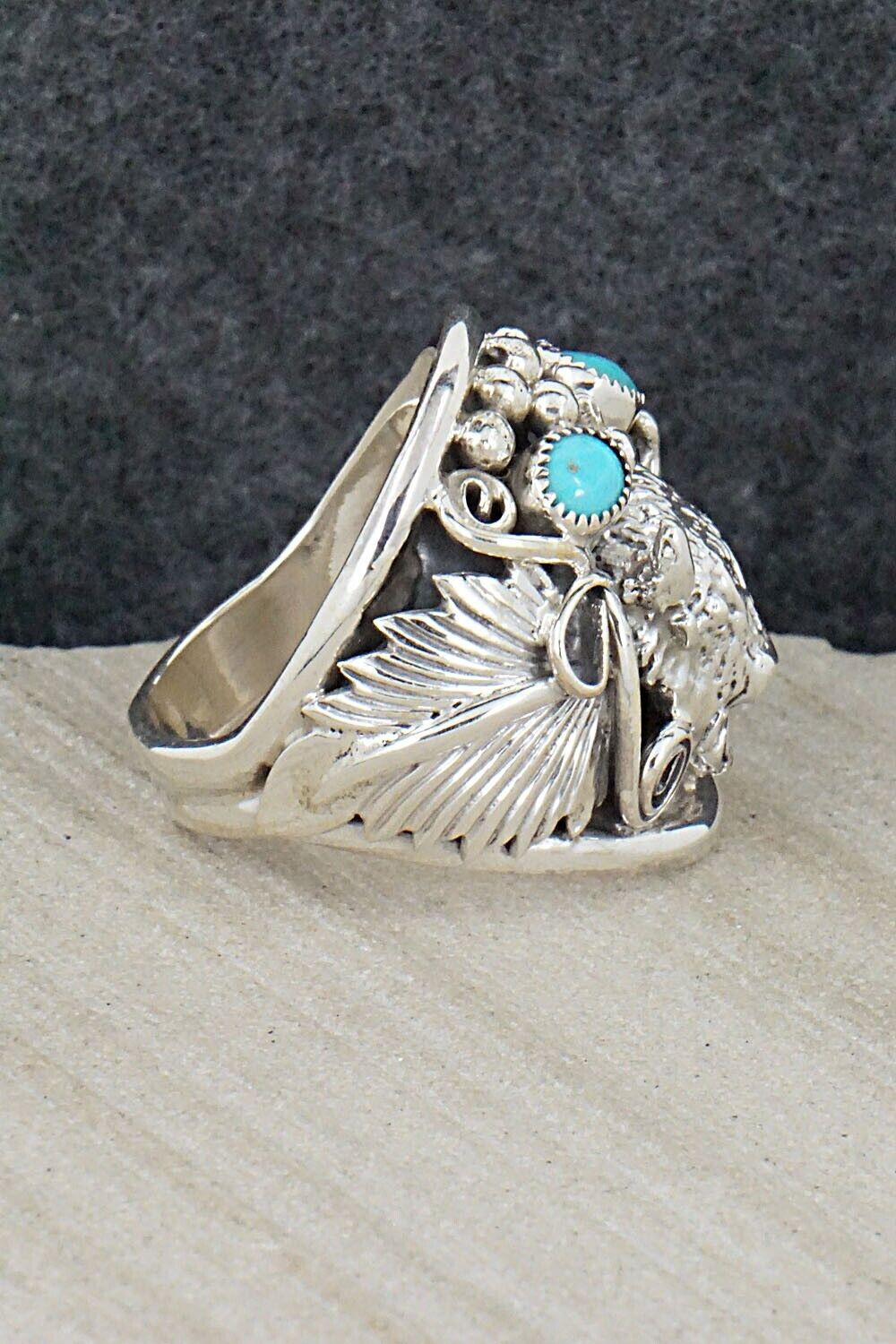 Turquoise & Sterling Silver Ring - Jeannette Saunders - Size 10