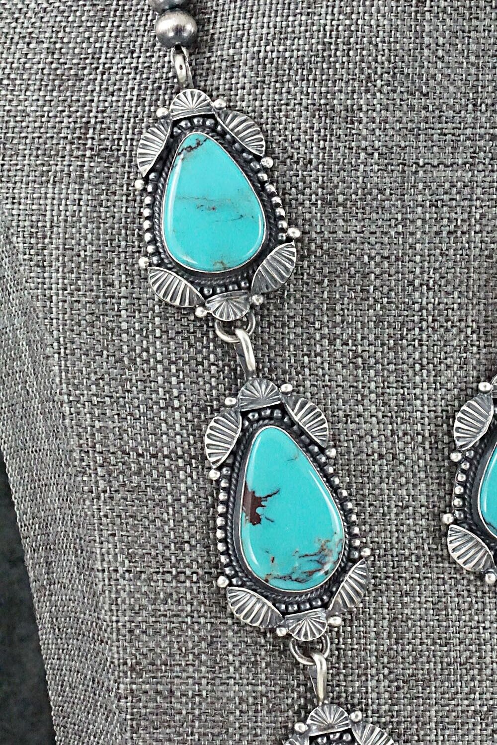 Turquoise & Sterling Silver Necklace and Earrings Set - Derrick Gordon