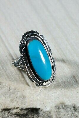 Navajo Turquoise and Sterling Silver Ring - Andrew Vandever - Size 8.5 - High Lonesome Trading