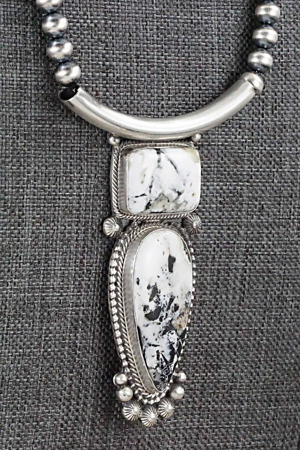White Buffalo & Sterling Silver Necklace - Tom Lewis