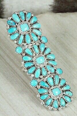 Turquoise and Sterling Silver Ring - Justina Wilson - Size 7.75