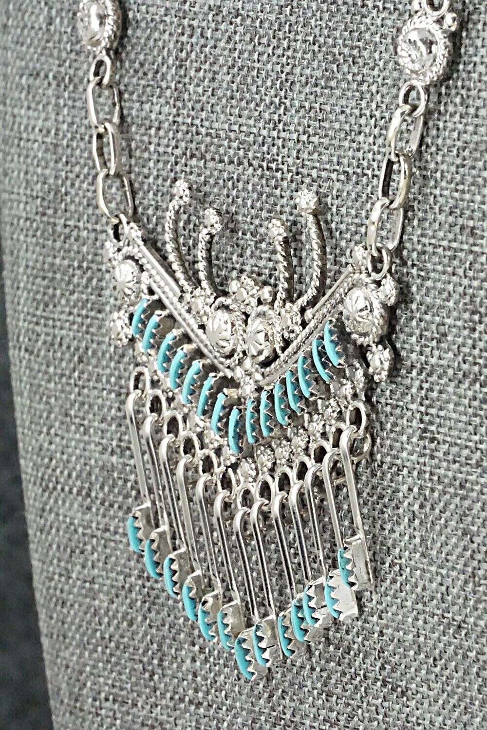 Turquoise & Sterling Silver Necklace Set - Kevin Leekity