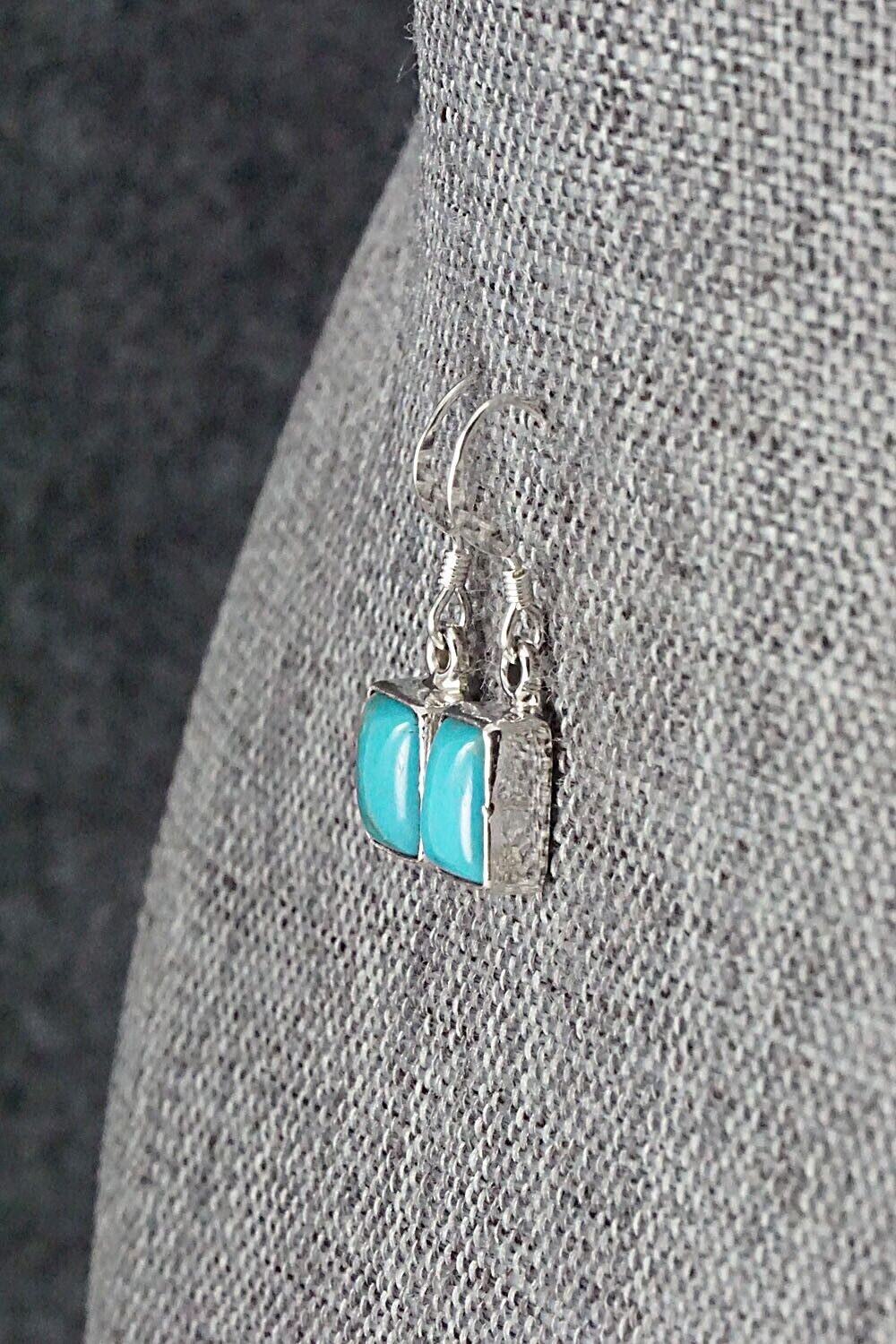 Turquoise & Sterling Silver Earrings - Lee Shorty
