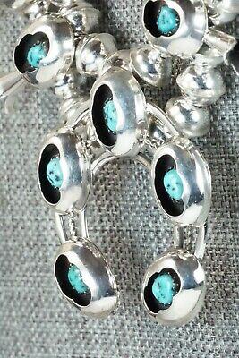 Turquoise & Sterling Silver Squash Blossom and Earrings - Phil Garcia