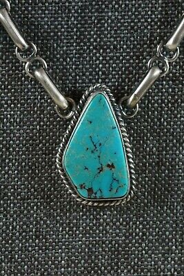 Navajo Turquoise & Sterling Silver Necklace - Raymond Delgarito - High Lonesome Trading