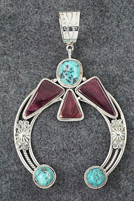 Turquoise, Spiny Oyster and Sterling Silver Pendant - Derrick Gordon