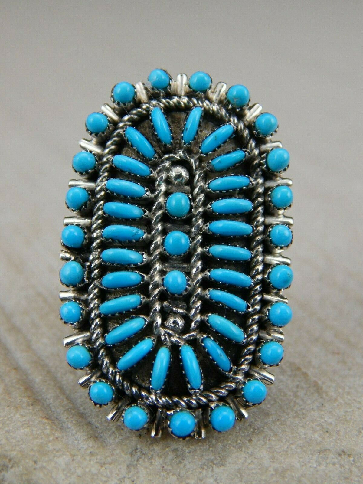 Zuni Turquoise & Sterling Silver Ring - Connie Wyaco - Size 6.5 - High Lonesome Trading