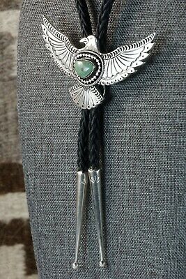 Navajo Turquoise & Sterling Silver Eagle Bolo Tie - Jereme Delgarito