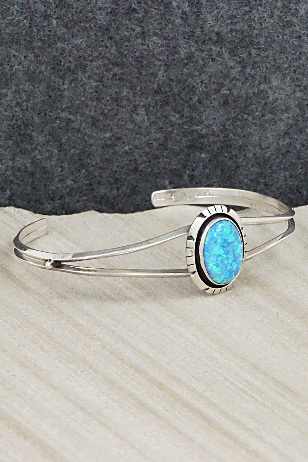 Opalite & Sterling Silver Bracelet - Amos Begay