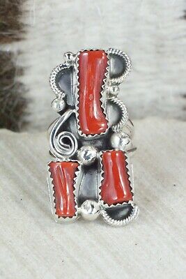 Coral & Sterling Silver Ring - Shirley Largo - Size 5.5