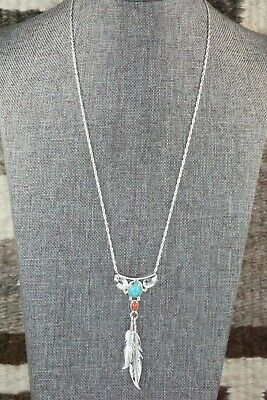 Turquoise, Coral & Sterling Silver Necklace - Sharon McCarthy