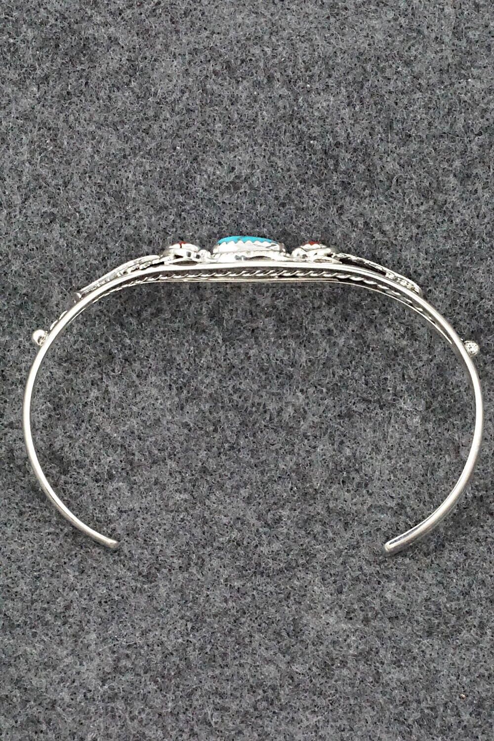 Turquoise, Coral & Sterling Silver Bracelet - Alice Rose Saunders
