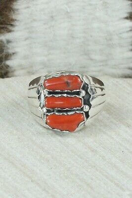 Coral & Sterling Silver Ring - Anthony Skeets - Size 10.75
