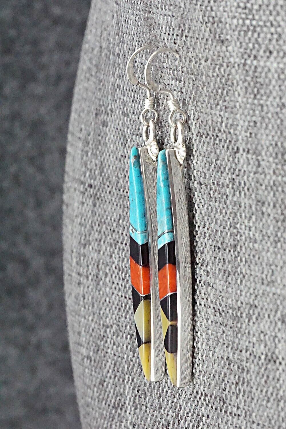 Multi Stone & Sterling Silver Inlay Earrings - Cleo Kallestewa