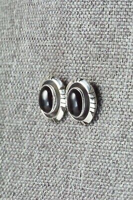Onyx & Sterling Silver Earrings - Amos Begay