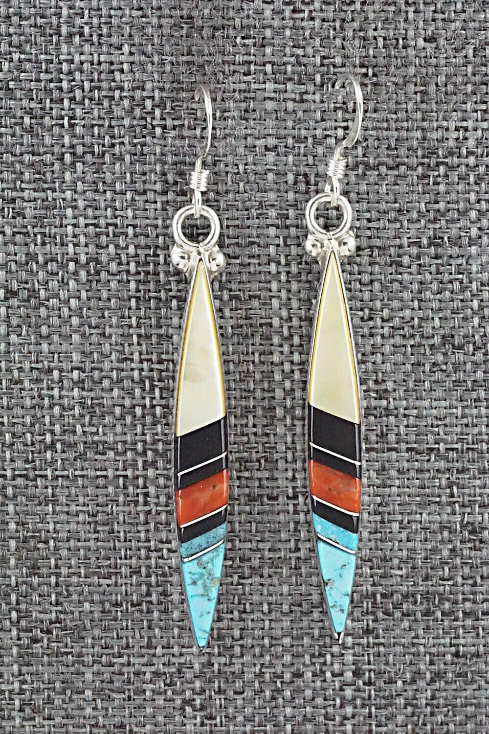 Multi Stone & Sterling Silver Inlay Earrings - Cleo Kallestewa