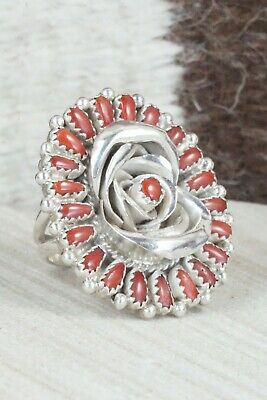 Coral and Sterling Silver Ring - Donovan Wilson - Size 6.75