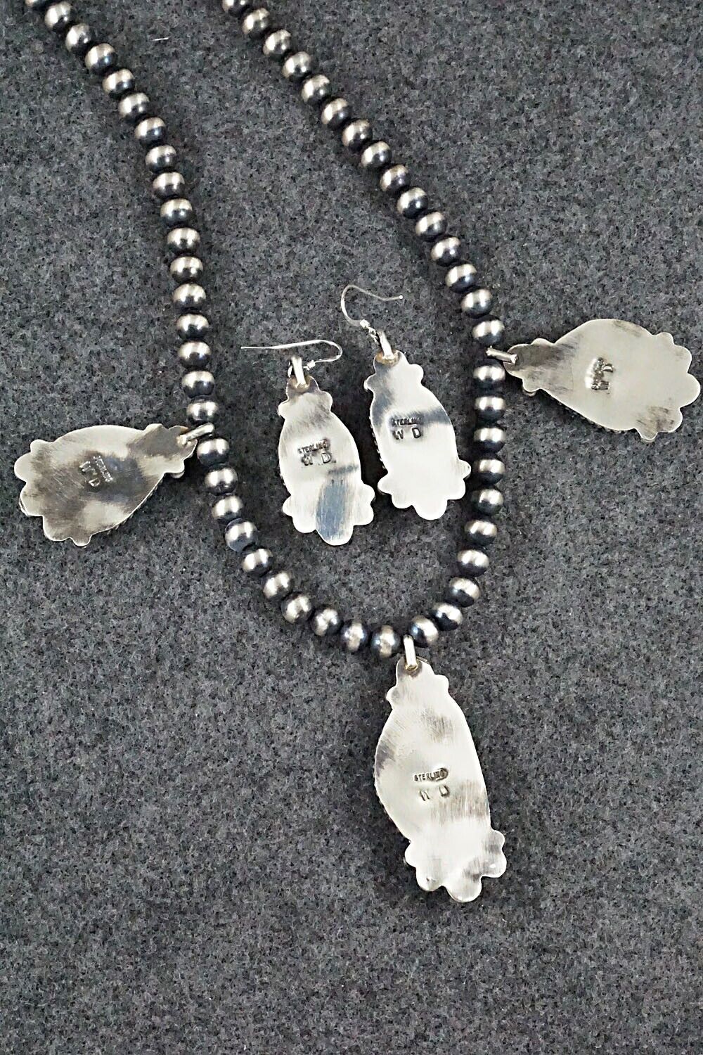 Turquoise & Sterling Silver Necklace and Earrings Set - Wilson Dawes