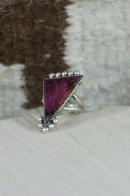 Navajo Spiny Oyster and Sterling Silver Ring - Selina Warner - Size 8.5 - High Lonesome Trading