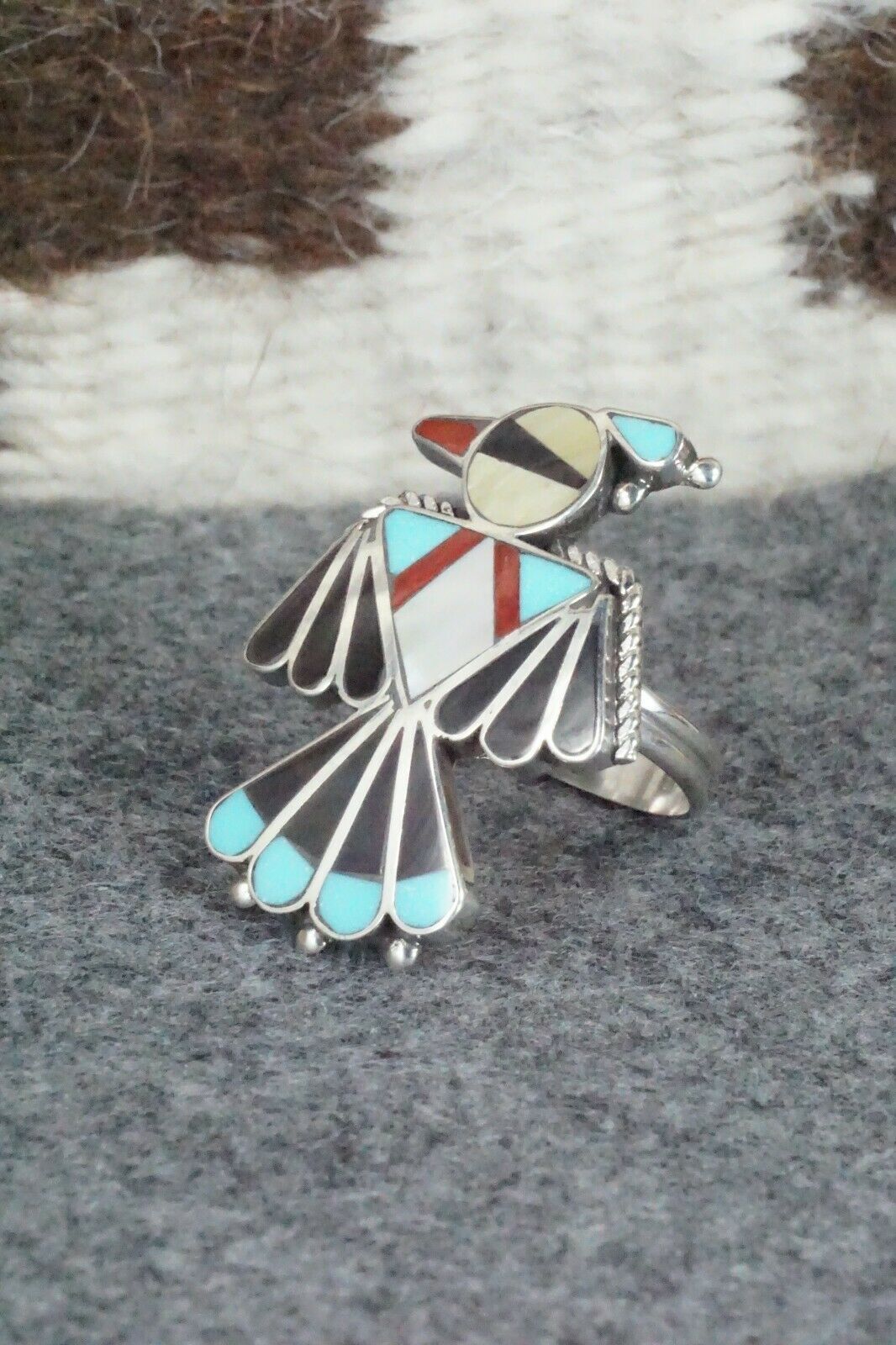 Turquoise, Mother of Pearl & Sterling Silver Inlay Jewelry Set - Adrian Wallace