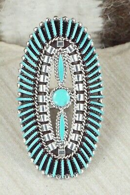 Turquoise & Sterling Silver Ring - Edmund Cooeyate - Size 7.25