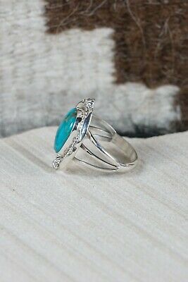 Navajo Turquoise and Sterling Silver Ring - Samuel Yellowhair - 8.5