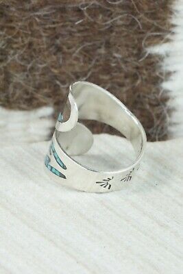 Turquoise, Coral & Sterling Silver Ring - Jolene Jazzie - Size 7